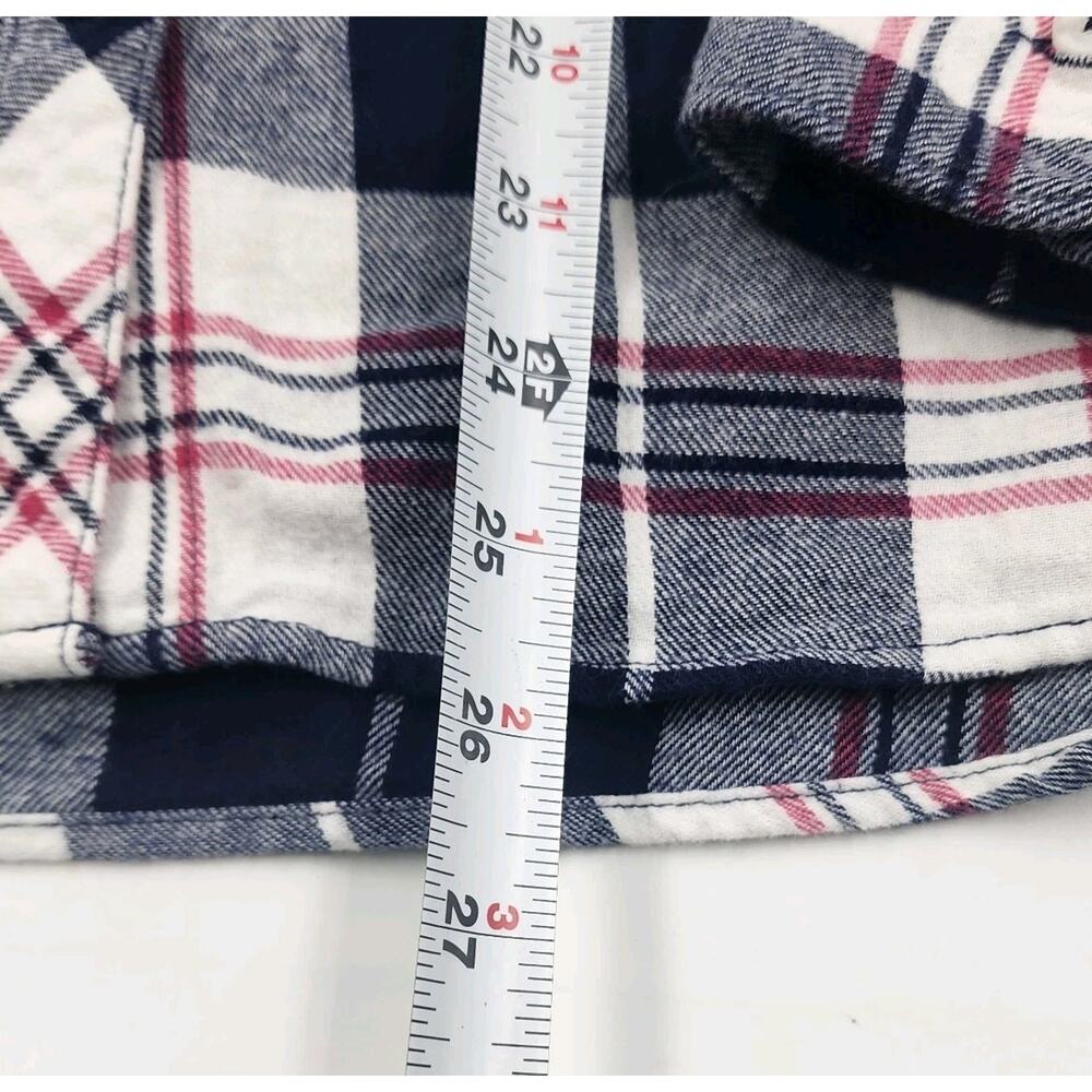 Woolrich Flannel Shirt Button Up Plaid Blue White 100% Cotton Womens Size Medium - Picture 7 of 9